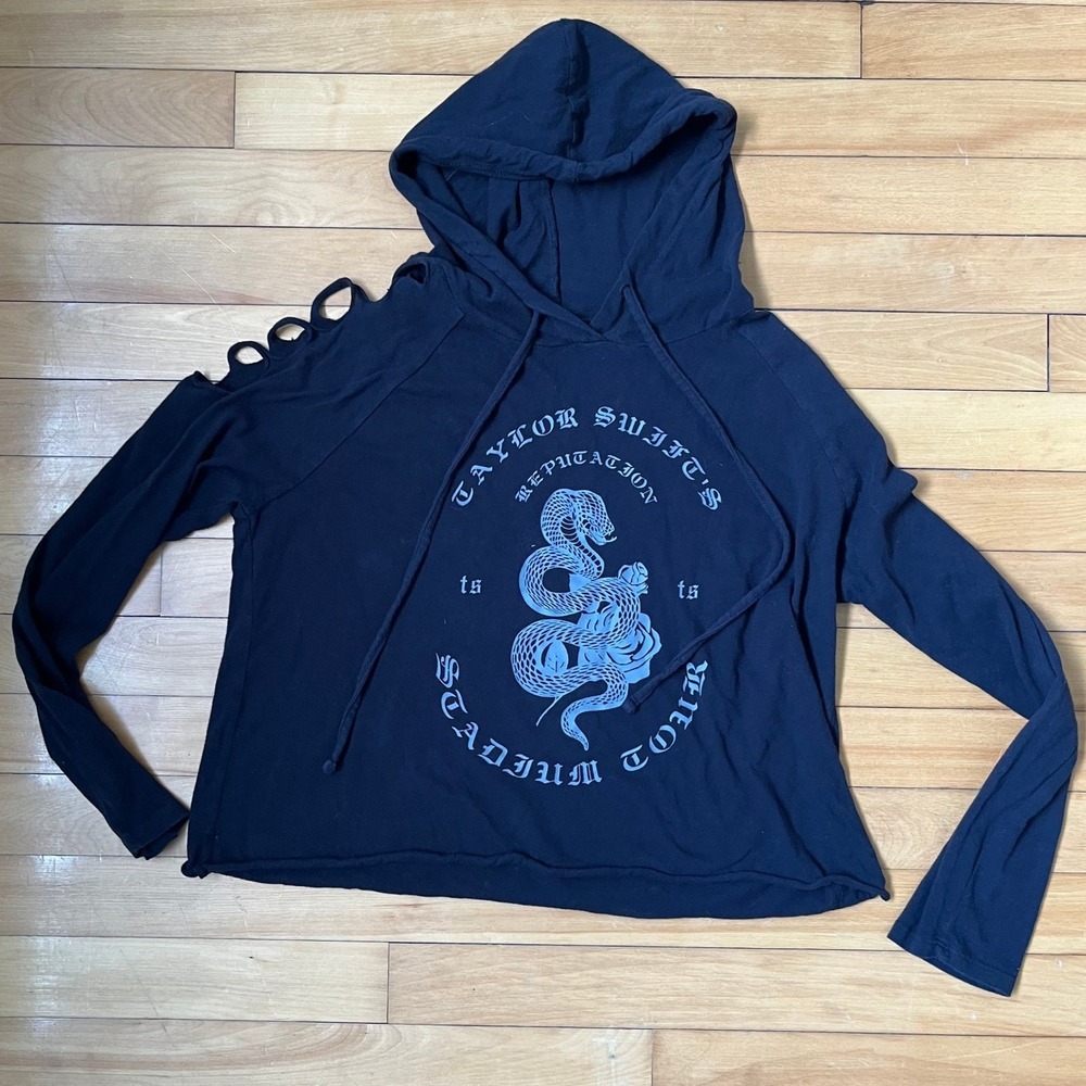 Taylor Swift Reputation Stadium Tour Black Snake Cut Out Hoodie Small 2018 Merch